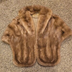 Vintage Brown Mink Fur Shawl Cape